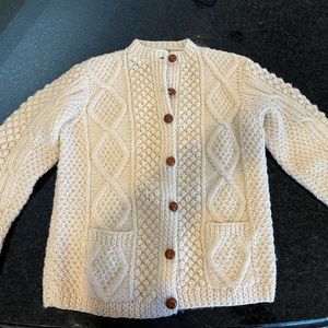 Hand-knit wool Irish Cardigan Sweater